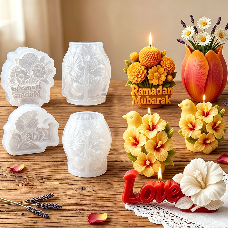 Florist Supply Vases - Cetakan Lilin Silikon 3D Bentuk Bunga